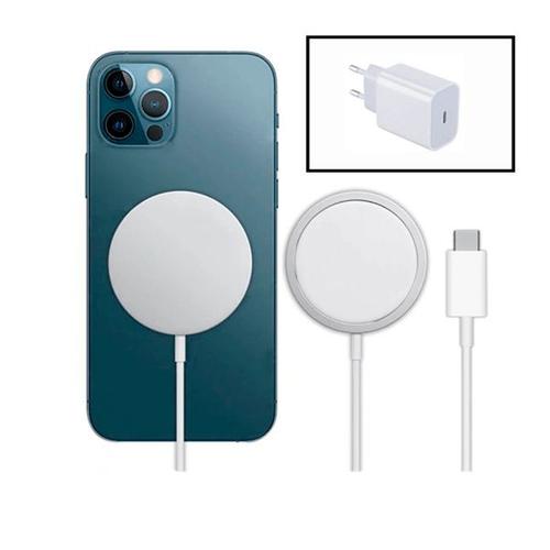 Kit Base Charge Type C Fastcharge 20w + Magnetic Wireless Fast Charger Pour Apple Iphone 13 Pro Max - Blanc