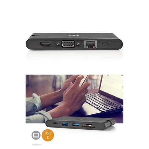 Adaptateur Multi-Ports 4K USB USB 3.2 Gen 1 USB-C? Mâle HDMI? Femelle RJ45 Femelle SD VGA 15P 2x USB-A / 2x USB-C?