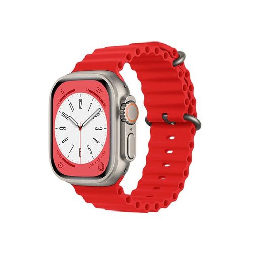 Bracelet Silicone Ocean Waves Pour Apple Watch Series 8 Aluminum - 45mm - Rouge