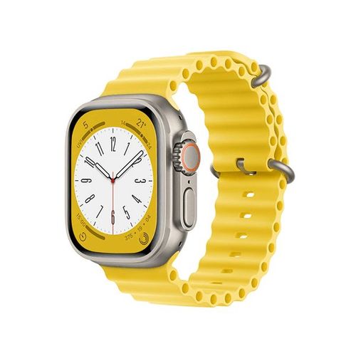 Bracelet Silicone Ocean Waves Pour Apple Watch Series 8 Aluminum - 45mm - Jaune