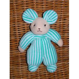 Doudou Souris Rayée Verte Nounours