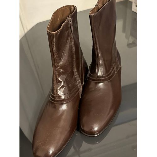 Boots 40 1/2 Marron Tout En Cuir