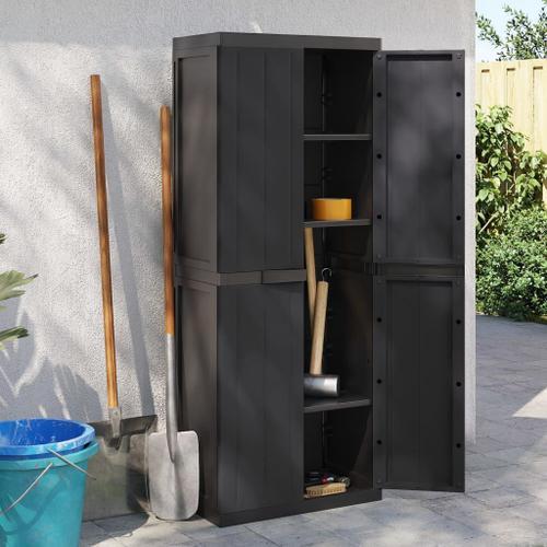 Vidaxl Armoire De Rangement D'extérieur Noir 65x37x165 Cm Pp