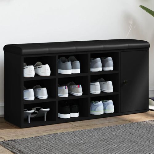 Vidaxl Banc À Chaussures Noir 102x32x50 Cm Bois D'ingénierie