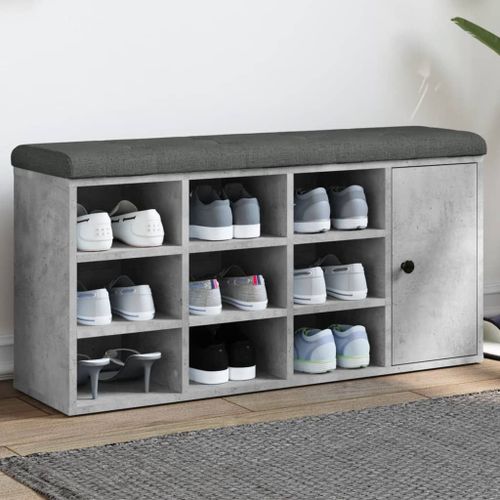 Vidaxl Banc À Chaussures Gris Béton 102x32x50 Cm Bois D'ingénierie