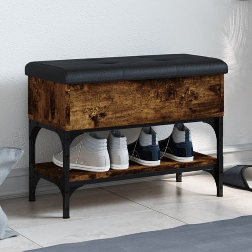 Vidaxl Banc À Chaussures Chêne Fumé 62x32x45 Cm Bois D'ingénierie