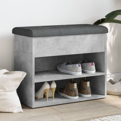 Vidaxl Banc À Chaussures Gris Béton 62x32x50 Cm Bois D'ingénierie