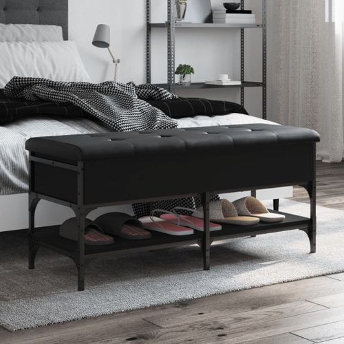 Vidaxl Banc À Chaussures Noir 102x42x45 Cm Bois D'ingénierie