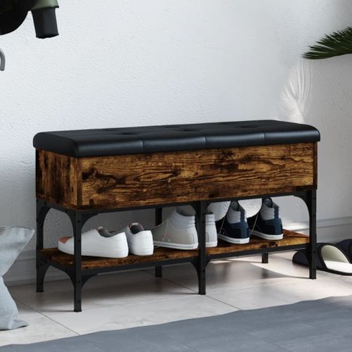 Vidaxl Banc À Chaussures Chêne Fumé 82x32x45 Cm Bois D'ingénierie
