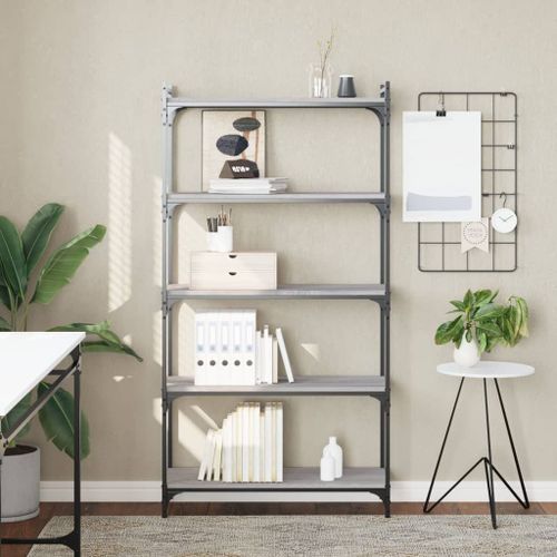 Vidaxl Bibliothèque À 5 Niveaux Sonoma Gris 80x30x154 Cm