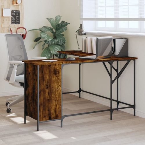 Vidaxl Bureau Chêne Fumé 141x141x75 Cm Bois D'ingénierie
