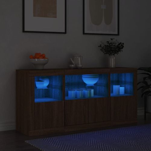 Vidaxl Buffet Avec Lumières Led Chêne Marron 142,5x37x67 Cm