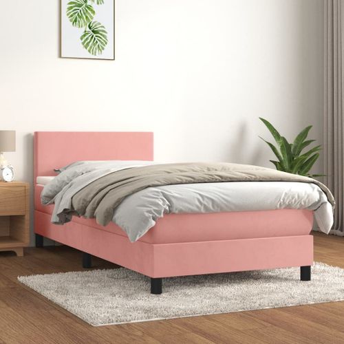 Vidaxl Lit À Sommier Tapissier Avec Matelas Rose 90x190 Cm Velours