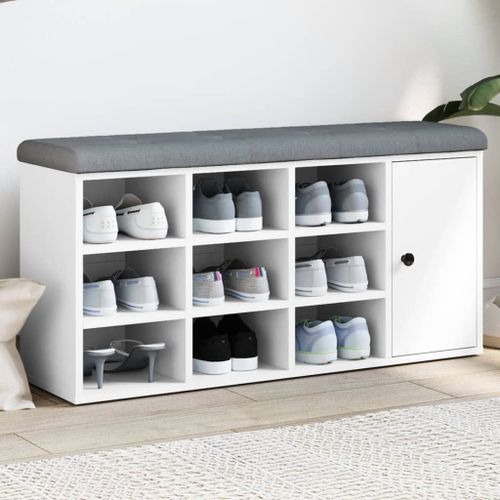 Vidaxl Banc À Chaussures Blanc 102x32x50 Cm Bois D'ingénierie