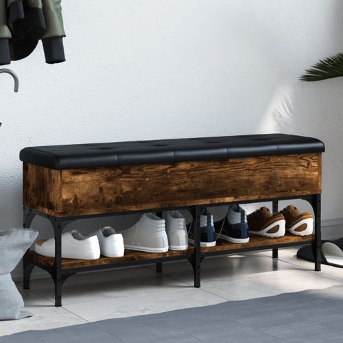 Vidaxl Banc À Chaussures Chêne Fumé 102x32x45 Cm Bois D'ingénierie