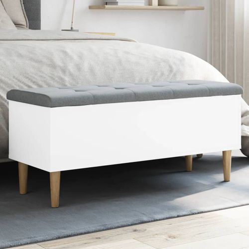 Vidaxl Banc De Rangement Blanc 102x42x46 Cm Bois D'ingénierie