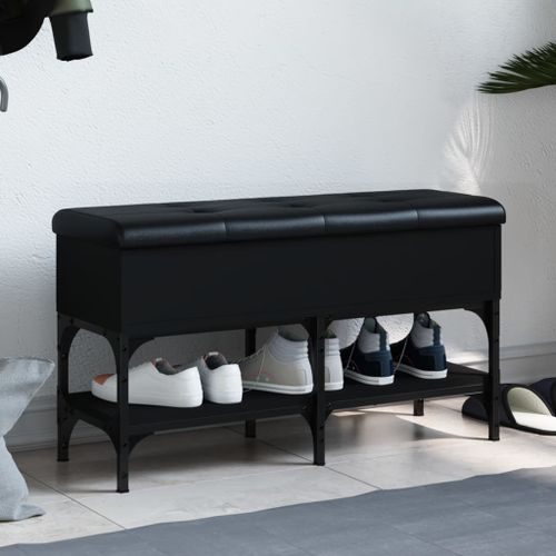 Vidaxl Banc À Chaussures Noir 82x32x45 Cm Bois D'ingénierie