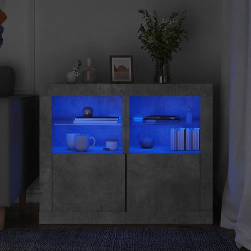 Vidaxl Armoires Latérales Et Lumières Led 2 Pcs Gris Béton