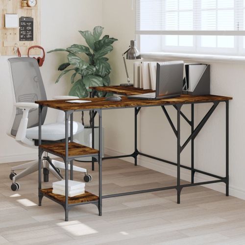 Vidaxl Bureau Chêne Fumé 139x139x75 Cm Bois D'ingénierie