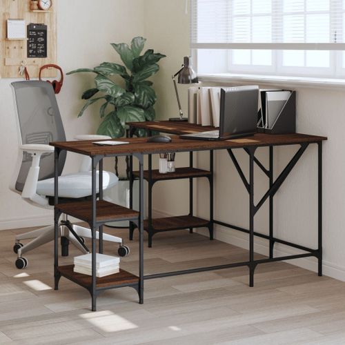 Vidaxl Bureau Chêne Marron 139x139x75 Cm Bois D'ingénierie
