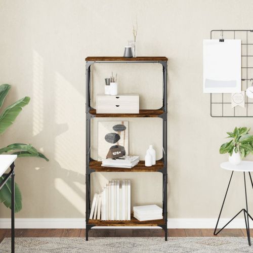 Vidaxl Bibliothèque 4 Niveaux Chêne Fumé 59x35x132cm Bois D'ingénierie