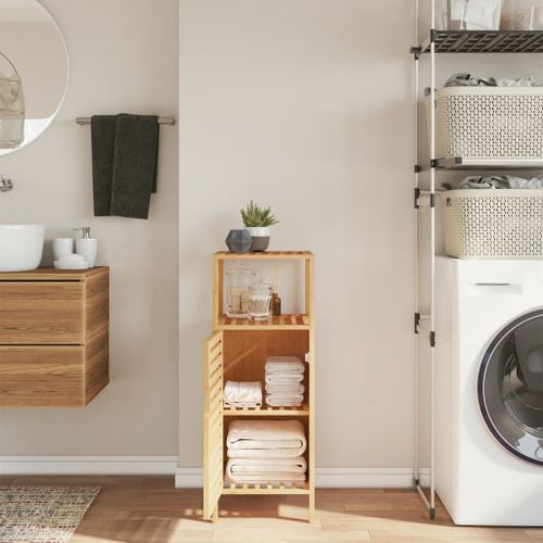 Vidaxl Armoire De Salle De Bain Avec Étagère 36x33x87 Cm Bambou