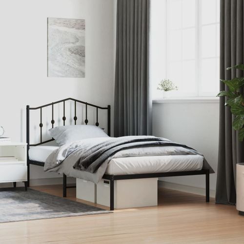 Vidaxl Cadre De Lit Métal Sans Matelas Avec Tête De Lit Noir 100x190cm