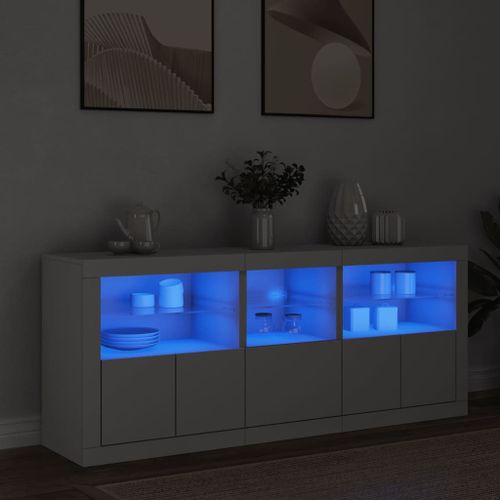 Vidaxl Buffet Avec Lumières Led Blanc 162x37x67 Cm