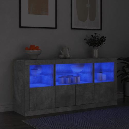 Vidaxl Buffet Avec Lumières Led Gris Béton 142,5x37x67 Cm