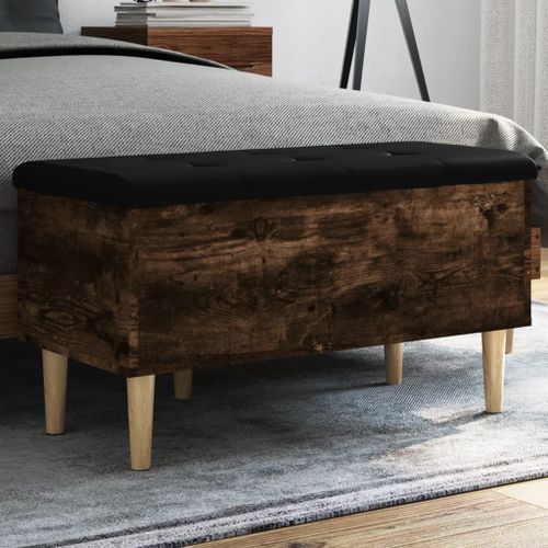 Vidaxl Banc De Rangement Chêne Fumé 82x42x46 Cm Bois D'ingénierie
