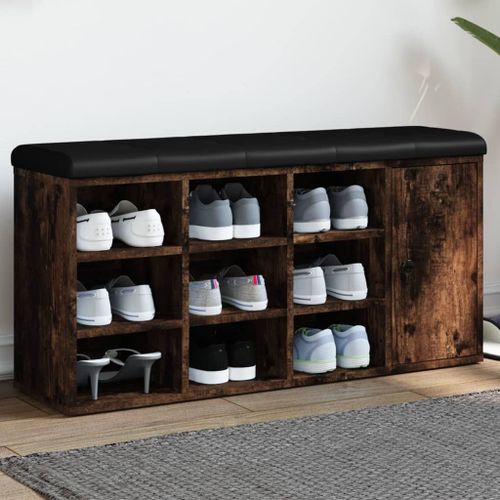 Vidaxl Banc À Chaussures Chêne Fumé 102x32x50 Cm Bois D'ingénierie