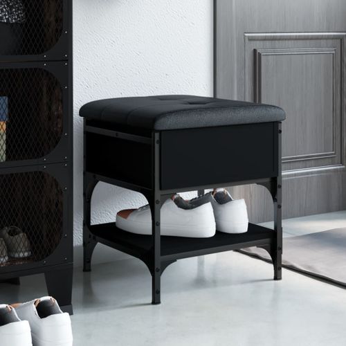 Vidaxl Banc À Chaussures Noir 42x42x45 Cm Bois D'ingénierie