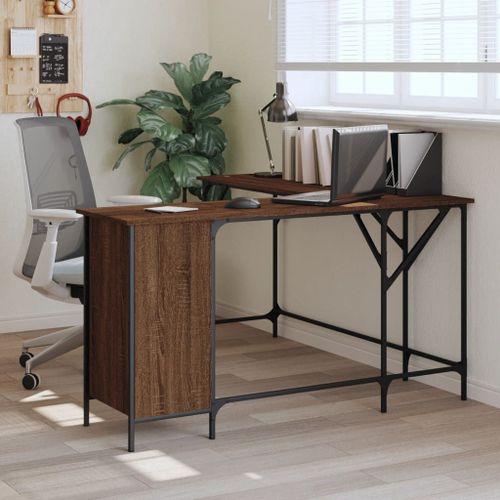 Vidaxl Bureau Chêne Marron 141x141x75 Cm Bois D'ingénierie