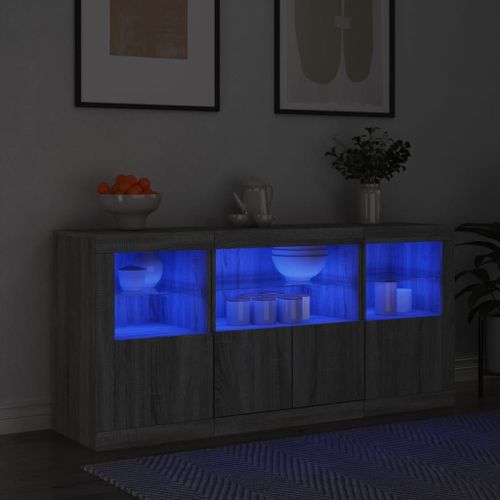 Vidaxl Buffet Avec Lumières Led Sonoma Gris 142,5x37x67 Cm