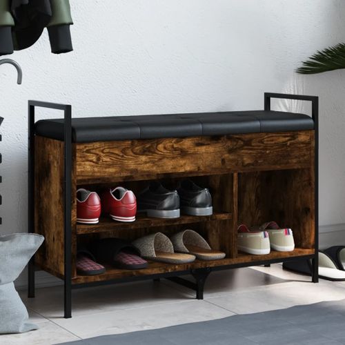 Vidaxl Banc À Chaussures Chêne Fumé 85,5x32x57,5 Cm Bois D'ingénierie