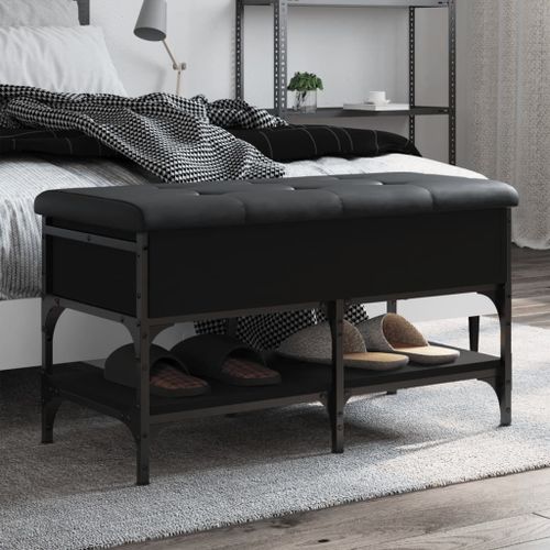 Vidaxl Banc À Chaussures Noir 82x42x45 Cm Bois D'ingénierie