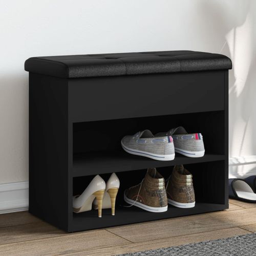 Vidaxl Banc À Chaussures Noir 62x32x50 Cm Bois D'ingénierie