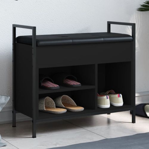 Vidaxl Banc À Chaussures Noir 65,5x32x57,5 Cm Bois D'ingénierie