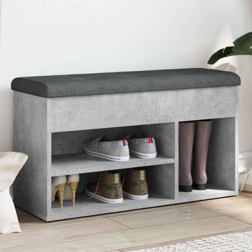 Vidaxl Banc À Chaussures Gris Béton 82x32x45,5 Cm Bois D'ingénierie