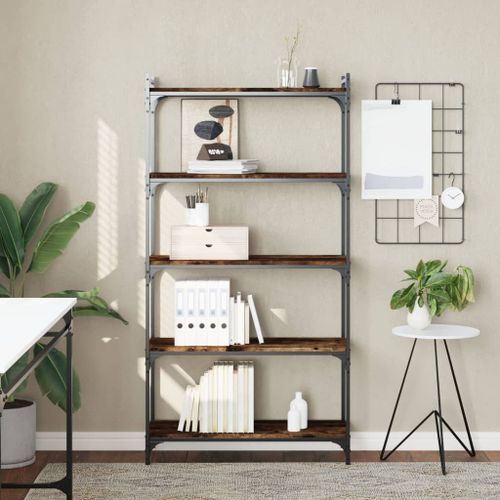 Vidaxl Bibliothèque 5 Niveaux Chêne Fumé 80x30x154cm Bois D'ingénierie