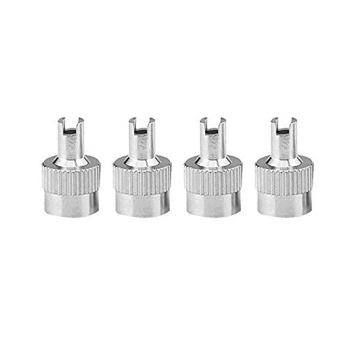 4pcs-Silver - Bouchon De Valve À Fente En Métal Avec Noyau De Valve, Bouchons De Roue Pour Schrader Voiture Moto Vélos, Bouchons De Mamelon