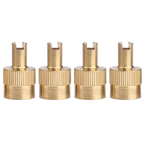 4pcs-Or - Bouchon De Valve À Fente En Métal Avec Noyau De Valve, Bouchons De Roue Pour Schrader Voiture Moto Vélos, Bouchons De Mamelon