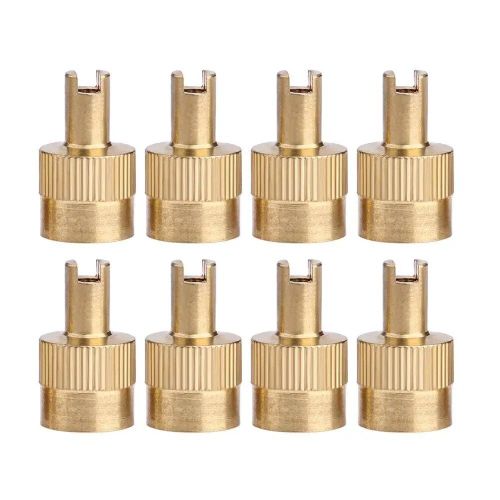 8pcs-Or - Bouchon De Valve À Fente En Métal Avec Noyau De Valve, Bouchons De Roue Pour Schrader Voiture Moto Vélos, Bouchons De Mamelon