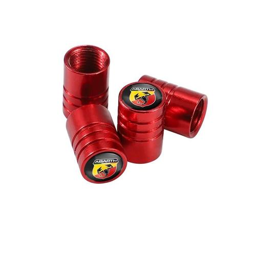 Un Rouge Pour Abarth - Bouchon De Valve De Pneu De Voiture En Alliage D'aluminium, Accessoires Anti-Poussière Pour Fiat 500 Grande Punto 500x Panda Tipo Ducato Egea Stilo Freemont