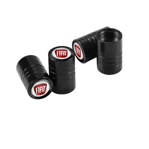 Un Noir Pour La Fiat - Bouchon De Valve De Pneu De Voiture En Alliage D'aluminium, Accessoires Anti-Poussière Pour Fiat 500 Grande Punto 500x Panda Tipo Ducato Egea Stilo Freemont