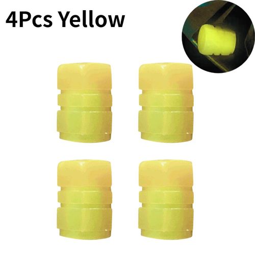4pcs Jaune - Bouchon De Valve De Pneu Décoratif Universel, Couvercle De Tige De Pneu Décoratif, Anti-Poussière, Pour Moyeu De Roue De Voiture, Moto Et Vélo
