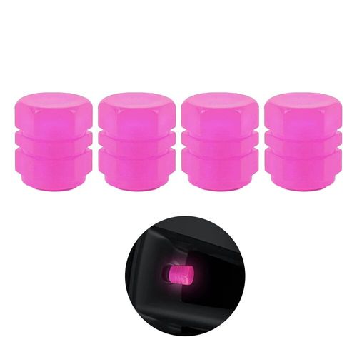 4pcs Rose - Bouchon De Valve De Pneu Lumineux, Couvercle De Valve De Moyeu De Roue De Moto, Rose Rouge, Décoration De Pneu, Accessoires De Pneu De Style Automatique