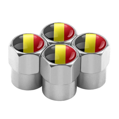 Belgique - Bouchons D'air De Tige De Assujetde Pneu De Roue De Voiture En Alliage D'aluminium, Style De Drapeau National, Couvercle Hermétique, Accessoires De Voiture,4 Pièces