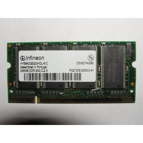 Infineon  -  mémoire vive 256 Mo - SO DIMM DDR - PC 2700 - CL2.5 - Ref: HYS64D32020HDL-6-C