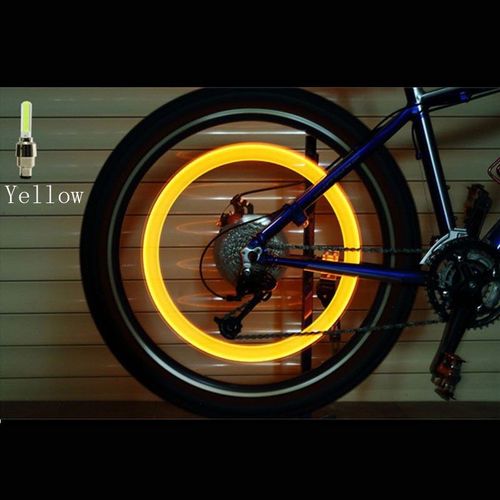 Jaune - Bouchons De Assujetde Jante De Voiture, Lumières Au Néon, Couvercle D'air, Lumière De Capuchon De Assujet, Flash Led, 2 Pièces